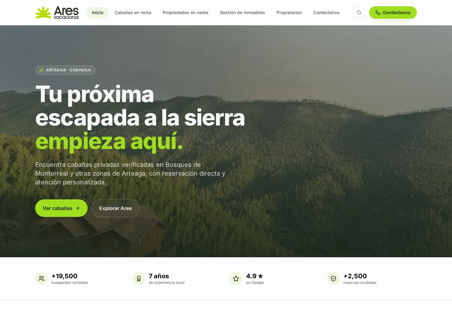 Sitio real de Ares Vacacional