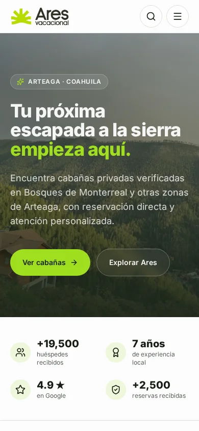 Ares Vacacional en móvil